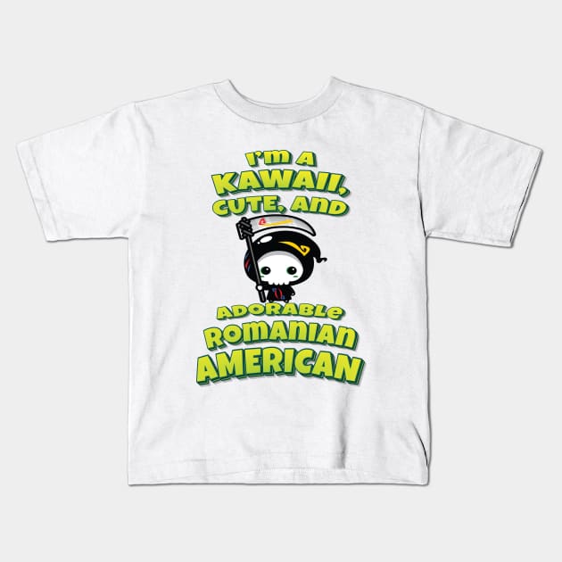 I'm A Kawaii, Cute, And Adorable Romanian American Grim Reaper Kids T-Shirt by ProjectX23 Orange